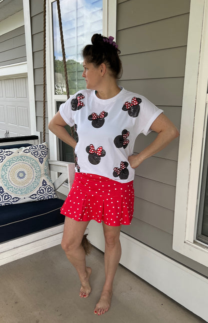 PRESALE - Bow Mouse & Sequins Tee - Womens