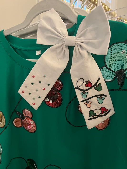 Christmas Mouse Lights Bow