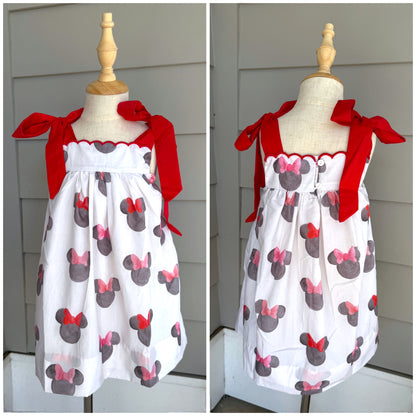 RTS - Maybank Tie Dress - Watercolor Girl Mouse